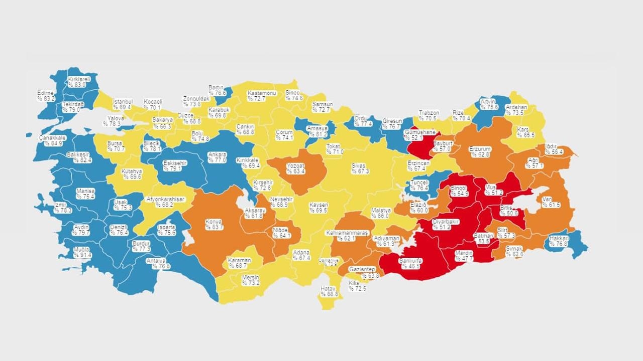 Aşılamada batı illeri 'mavi'ye büründü